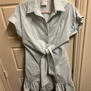 Finley Women's Tara Tie-Front Flounce Mini Shirt Dress | XS